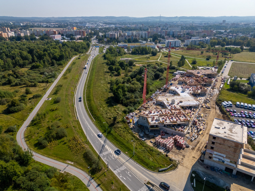 Celkový pohled na stavbu projektu Byty 4 Dvory